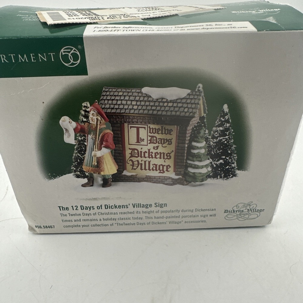 Department 56 The 12 Days of Dickens Village Sign Porcelain Accessory 56.58467